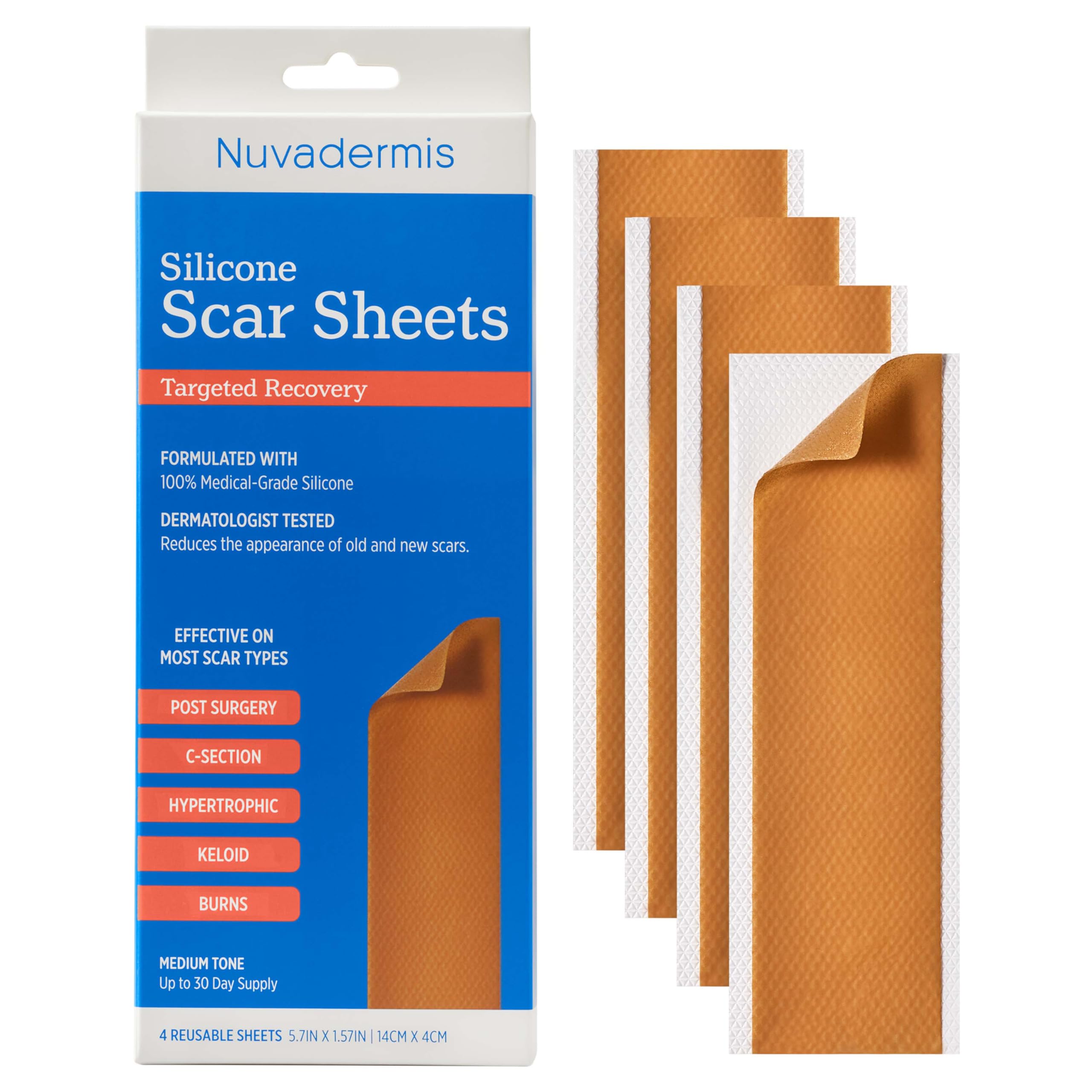 Amazon.com: NUVADERMIS Silicone Scar Sheets – Extra Long Medical